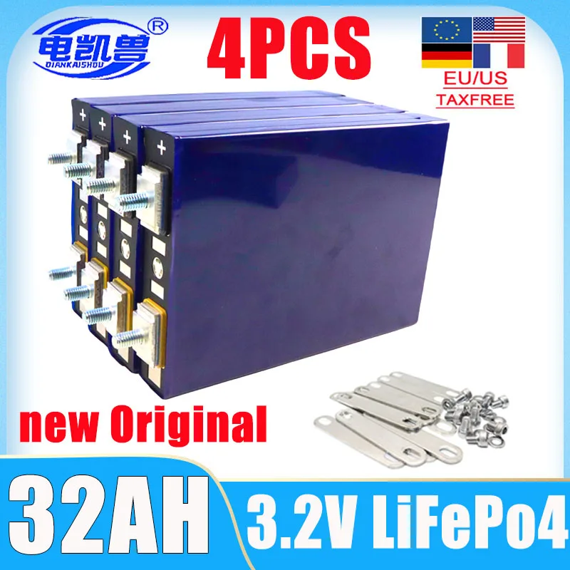 4ks Nový 3,2V 32AH LifePO4 batéria 3C High-Power DIY 12V 24V Elektrický lodný motocykel Motocykel nabíjanie batérie oslobodený od dane z batérie