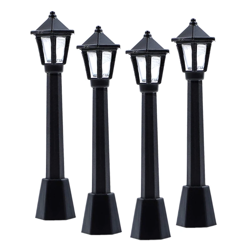4ks Post Street Lights Microskopický model miniatúrna dedina Pathway Lantern