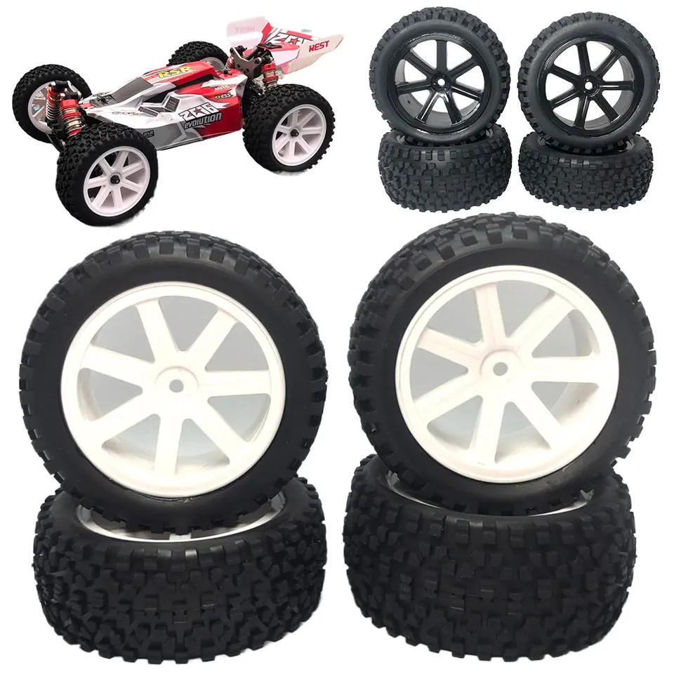 4ks predné zadné kolesá súprava 12 mm hex Hubs Gumové pneumatiky špongia vložky RC Off Road Pneumatiky pre RC 1/10 Off Course Buggy CAR