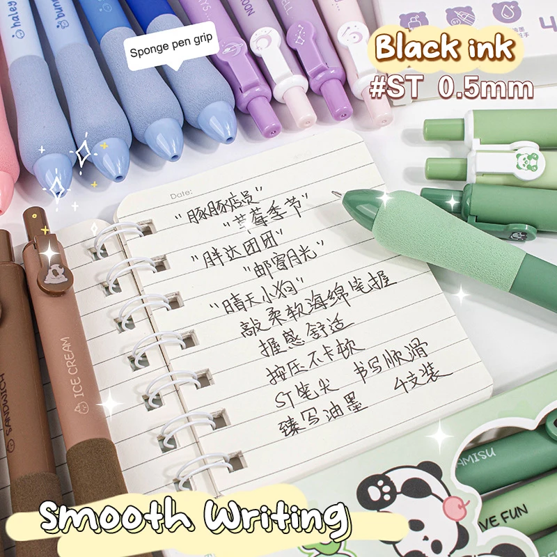 4ks roztomilé gélové pero karikatúra Panda Dog Caphybara Pressing Pens Set Tvorivé písanie perá estetické kancelárske potreby