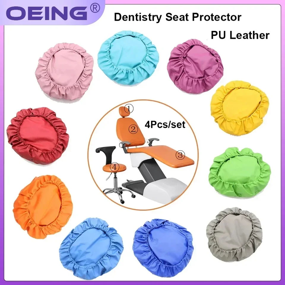 4ks/set Dental PU Leather Unit Dental Stoličky Kryt stoličky Kryt kresla Elastická vodotesná zahusťuje ochranca ochranného puzdra