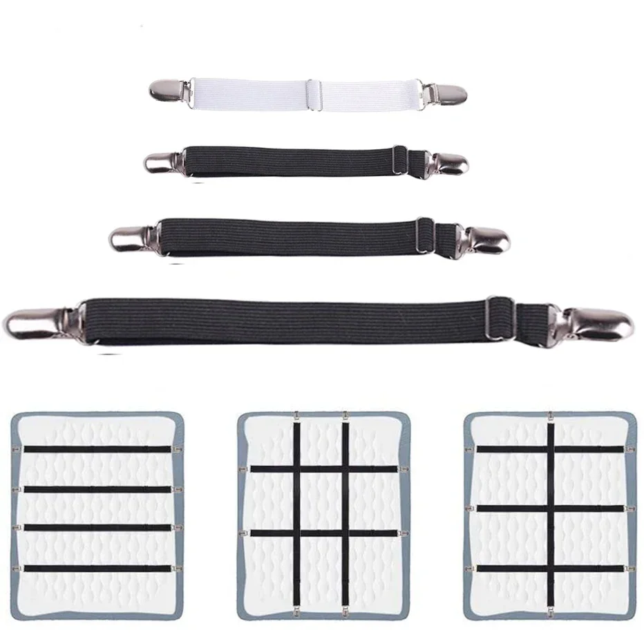 4ks/set elastické posteľné lôžko prúžkovací útvar lôžka lôžka na plechový hárok s nastaviteľným matracovým krytom prikrývky