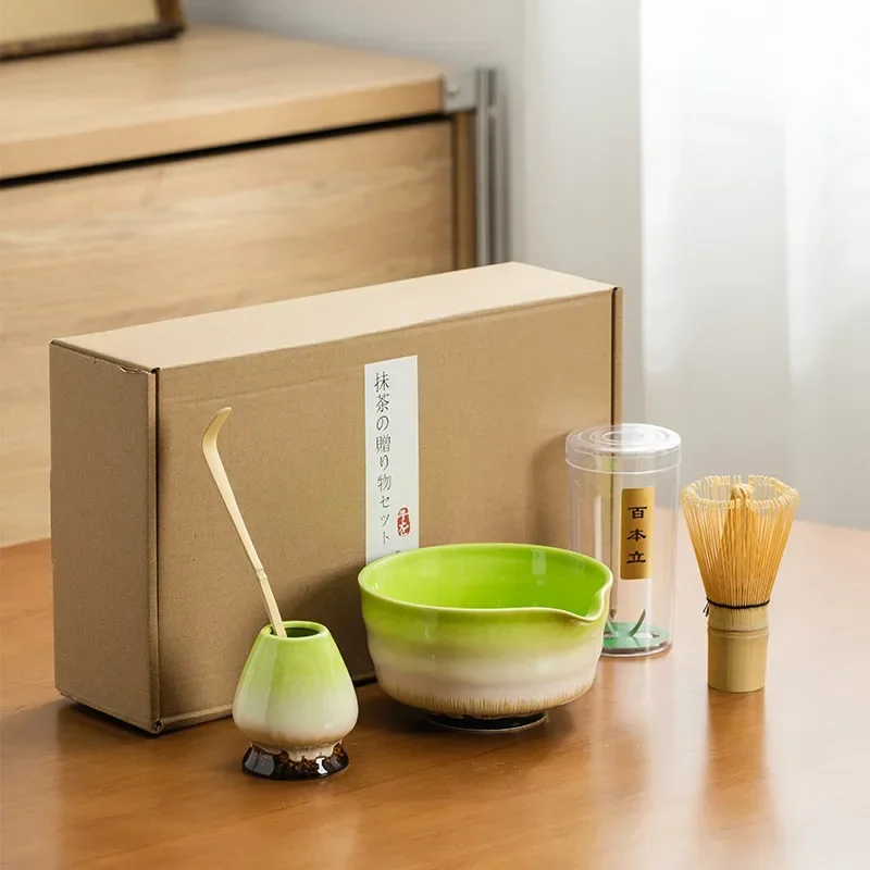 4ks/set matcha obradný mixér súprava japonská bambusová čajová kefa čajová lyžička keramická čajová misa TEA STACK MACHA MOTAWARE SET