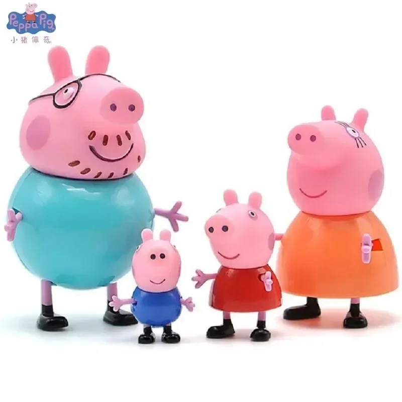 4ks/set Pepa Pig Toy Action Figure George Family Toys Mom a Dad Anime Party Hračky Detský darček pre deti