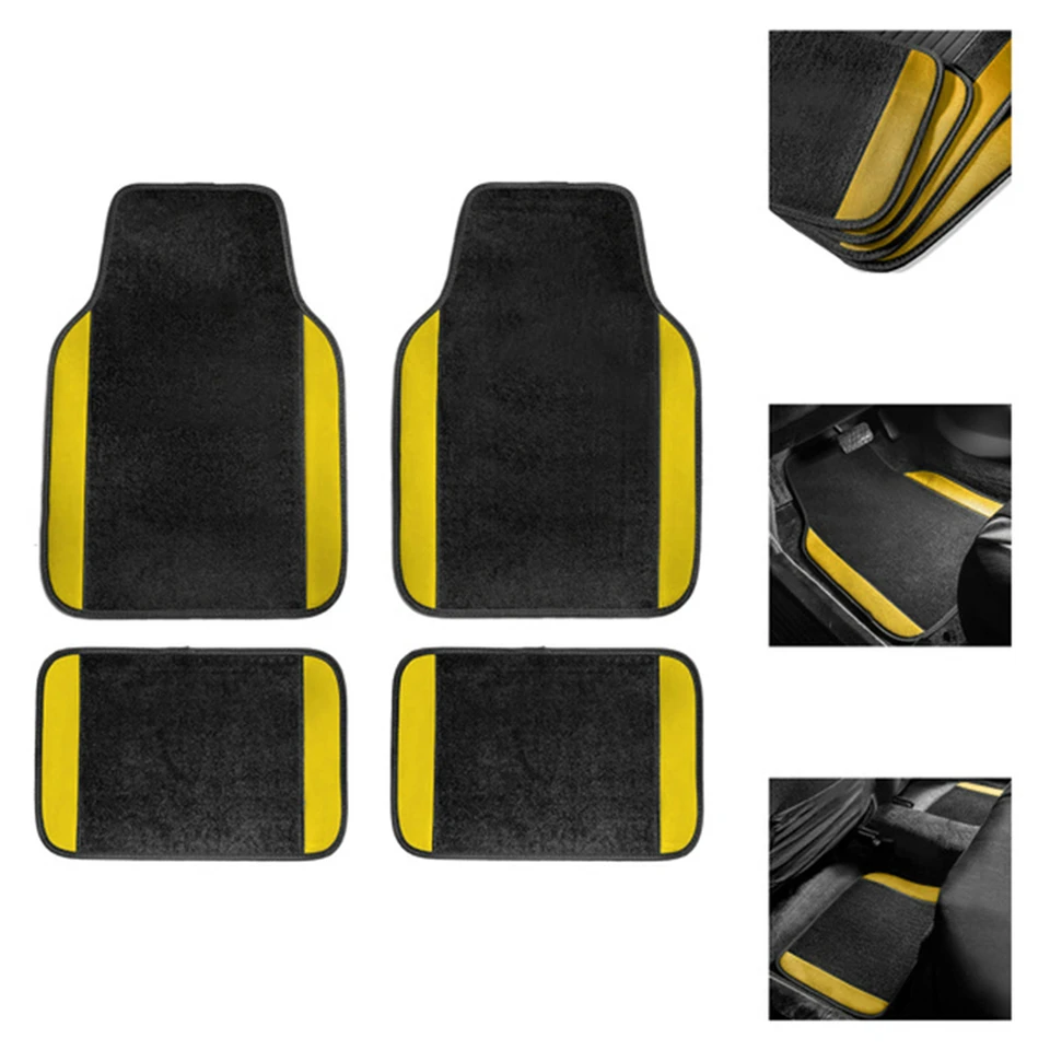 4ks/set Univerzálne predné a zadné podlahové podlahy koberce koberce Rat Yellow