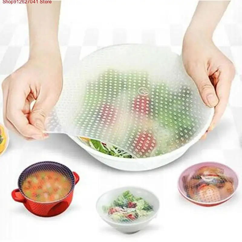 4KS Silikónová opakovane použiteľná misa pokrýva úložisko potravín Opätovne použiteľné vegetarián