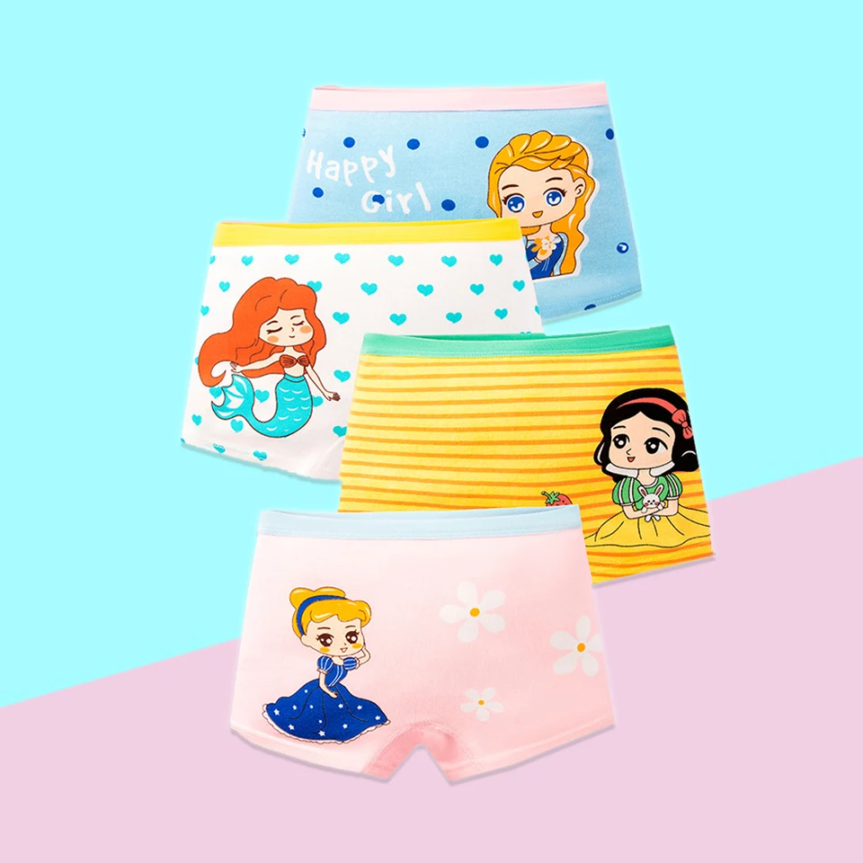 4ks/taška 1-12y Nové dievča spodná bielizeň Elsa Mermaid Cartoon Boxers Boxers Knickers Spodky detské nohavičky nohavičky