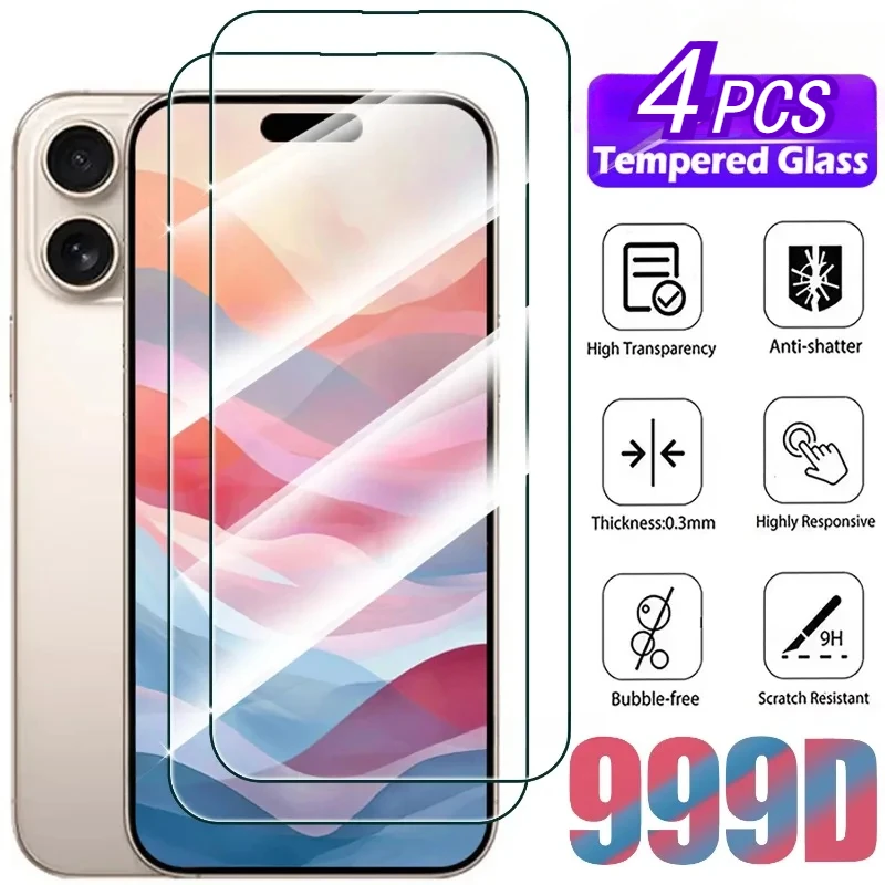 4ks temperované sklo pre iPhone 16 Pro Max