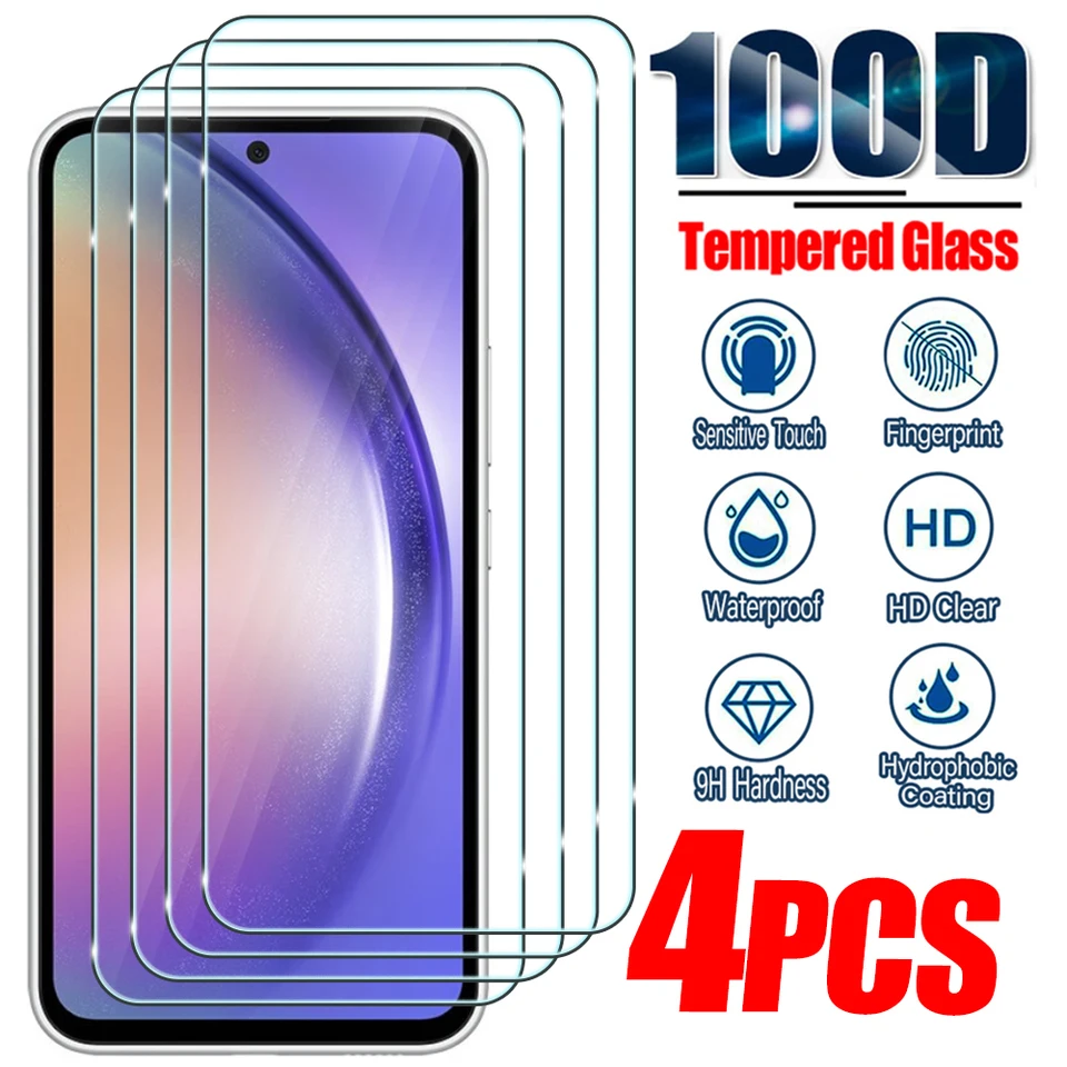 4ks -temperované sklo pre Samsung A55 A35 A53 A54 A34 A13 A14 A15 A52 A12 A33 A23 A25 A32 A73 A21S M12 M31 M52 Ochranca obrazovky