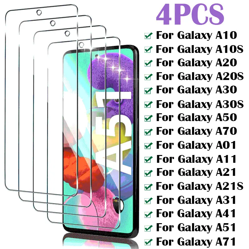 4ks temperované sklo pre Samsung Galaxy A51 A71 A21S A31 A41 A01 A11 A11 Chránič obrazovky Samsung A50 A70 A30S A30S A20S A10