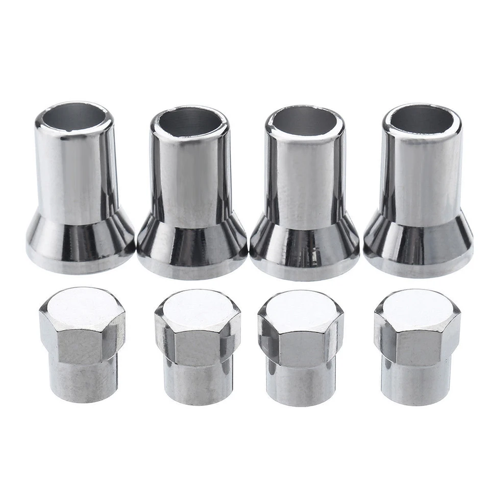 4ks Tr413 Chrome Car Trage Pneumatika pneumatiky pneumatiky ventilu stonky Hex Hex Caps W/ Ruckves