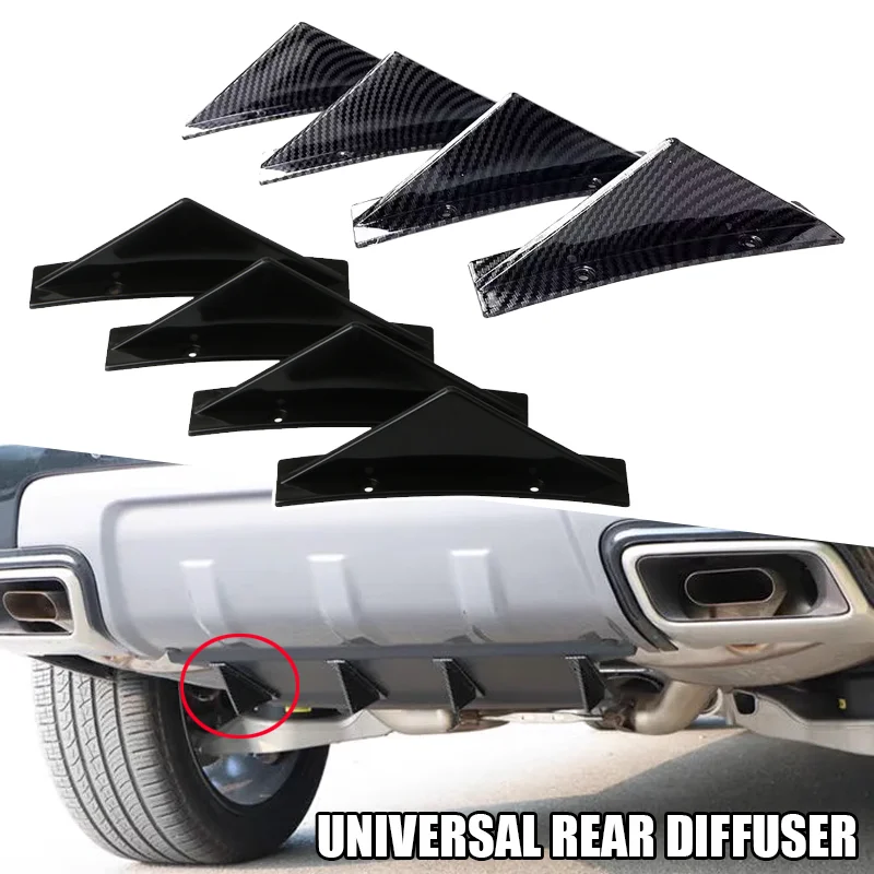 4KS Univerzálny automobil zadný nárazník difúzora žralokov plutviny Spoiler Splitter Tabon Black Abs Anti-Collision Accessories