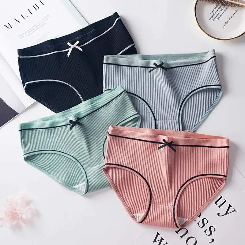 4ks/veľa bavlny Underwear Cute Knot mäkké priedušné nohavičky mladé dievčenské nohavičky Solidy Children Chidle