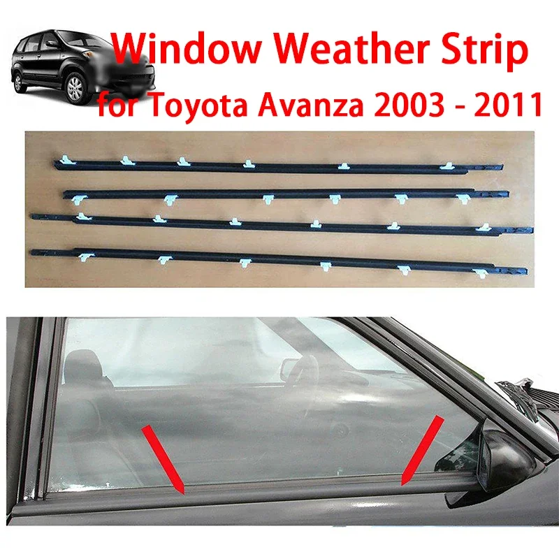 4KS Weatherstrip okenné tmel Strip Strip okenné okno Tresnenie Tesnenie dverí Zlotie pre Toyota Avanza 2003 - 2011