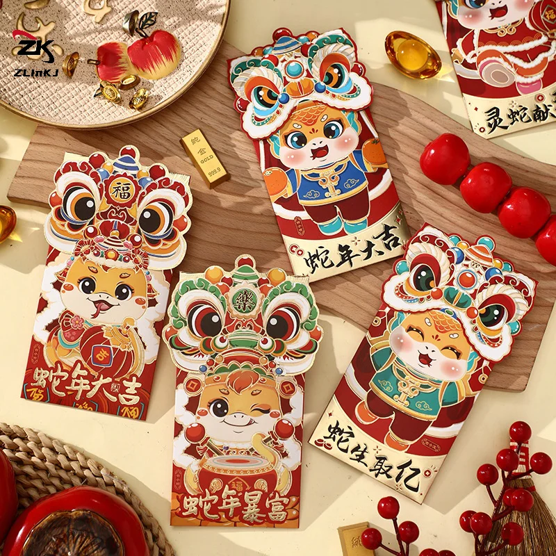 4ks čínsky Nový rok Red Envelope 2025 Čínsky Nový rok Red Red Envelope Cute Rok hadov Lucky Red Envelope Bag Festivals