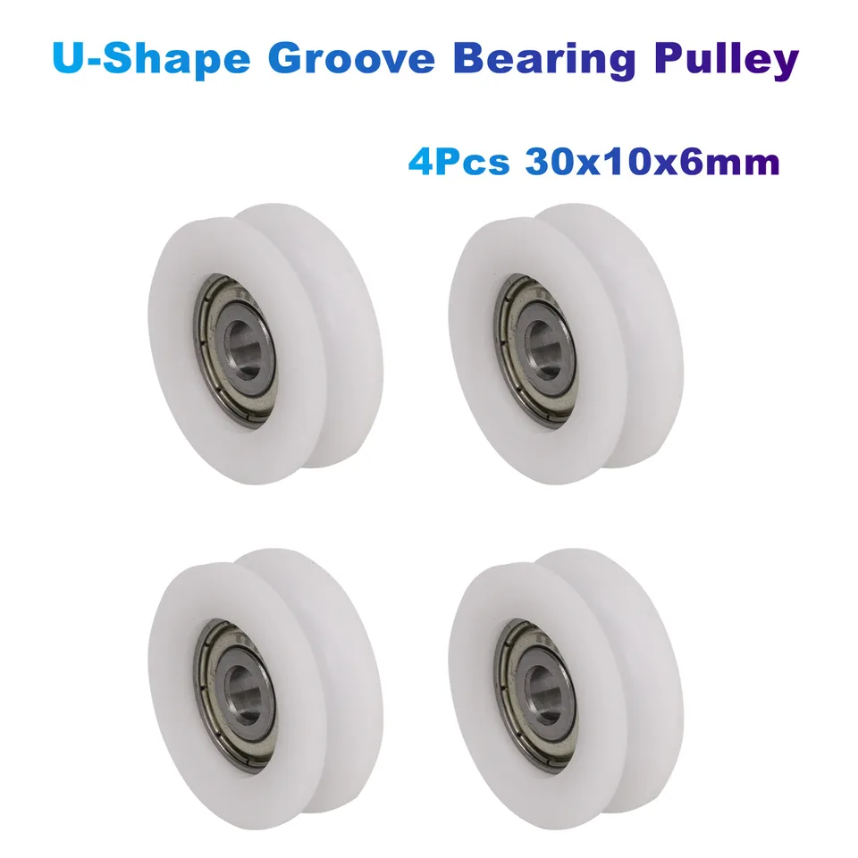 4ks/šarža drážky tvaru U-tvare ložisko 30x10x6mm nylon plastové koleso pre posuvné stopy, sklenené dvere, okno, prevodové diely
