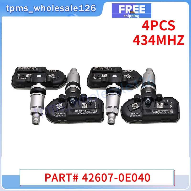 4ks/šarža Sensor tlaku v pneumatikách auta 42607-0E040 pre 2021 2022 Toyota Sienna Highlander TPMS 434MHz 426070E040