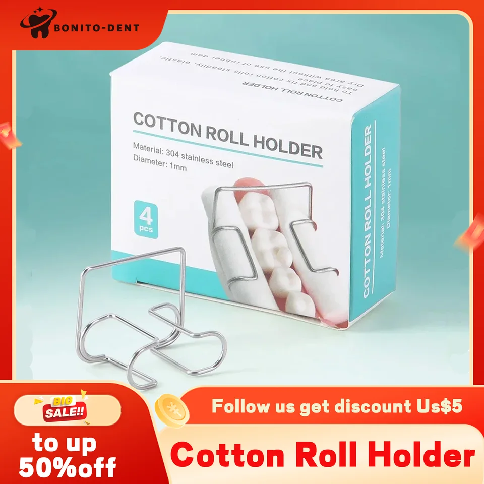 4ksová zubná bavlnená klip držiaka na zubnú bavlnenú klip zubnú oceľ zubné laboratórium Klinika orto izolátorový náradie Autocvavible Cotton Roll Clip
