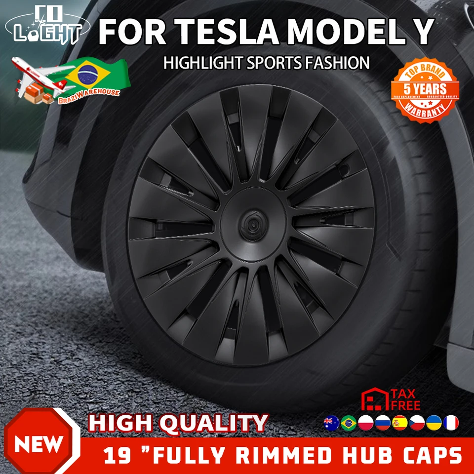 4ksová čiapka kolies 19 palcov automobilový hubcap pre Tesla Model Y 2018-2023 Výmena výkonu nábojov pre Tesla Model Y 2018-2023