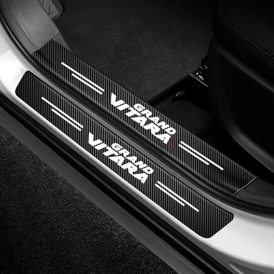 4ksové dvere automobilu Sill uhlíkové vlákna prahová prahová strana proti škrabanej páske nepremokavé nálepky pre Suzuki Grand Vitara