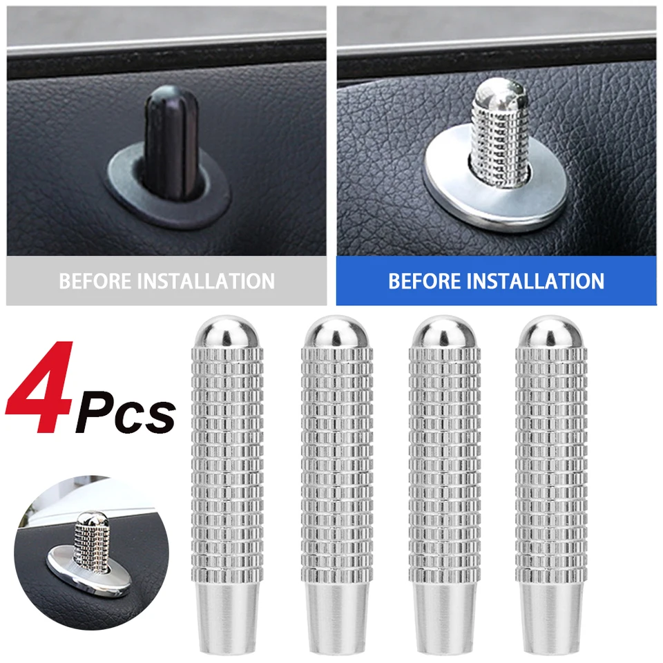 4ksové dvere automobilu Zamknuté hliníkové kolíky Zliatie gombík Cover Interiérové ​​príslušenstvo pre Mercedes Benz C W205 GLC GLE E W213 CLA GLA A