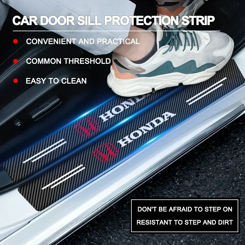 4ksové nálepky na auto z uhlíkových vlákien Automatické dverové prahové poškriabanie nepremokavé pre Honda Civic Accord Crv HRV Fit Jazz City Odyssey Vezel
