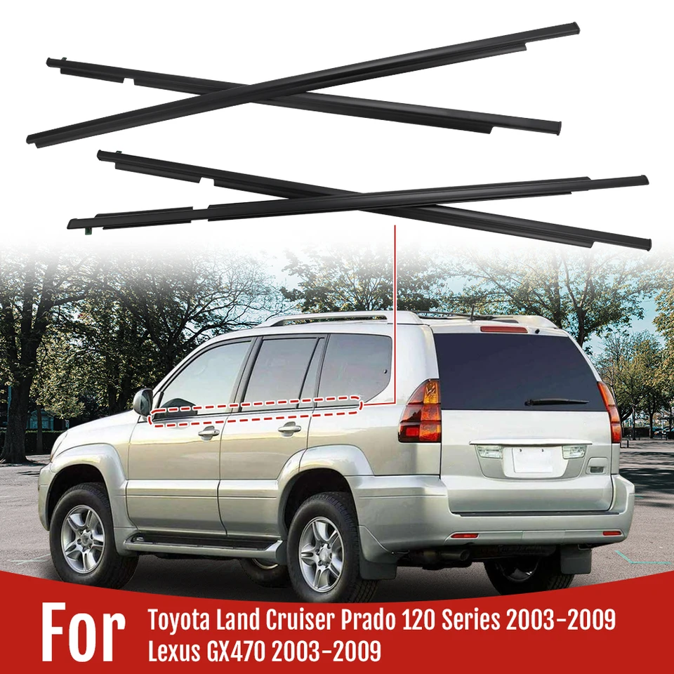 4ksové vozidlo Vonku okien Weatherstrip pre Toyota Land Cruiser Prado 120 Series Lexus GX470 2003 - 2009