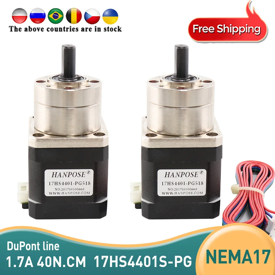 4LEAD NEMA17 Krokový motor 40n.cm 42 Motor Extruder Gear Gear Motor 17HS4401S-PG pomer 5.18: 1 planéta prevodovky