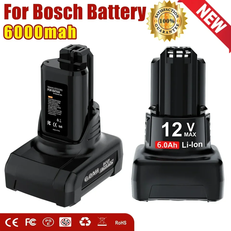 4pack 6000 mAh pre Bosch BAT420 Nabíjateľná batéria 10.8v/12v li-ion pre BAT420 BAT412A BAT413A D-70745GOP 2607336013 2607336014