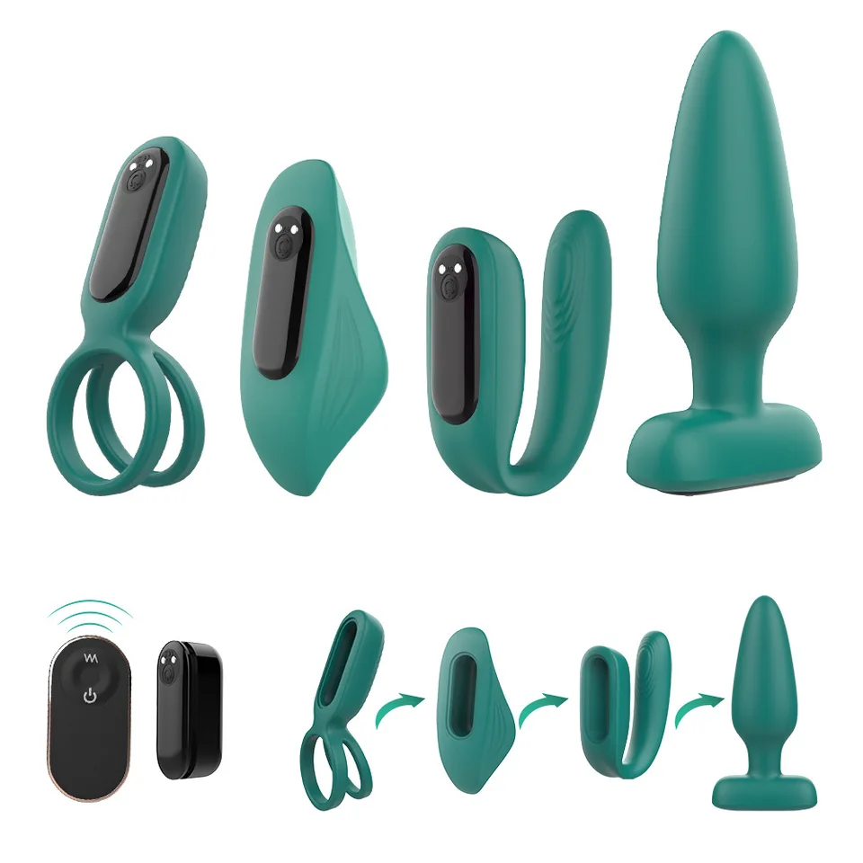 4pack set diaľkového ovládača Silikónový zadok análny plug Unisex Sex Vibrátory stimulátor klitorisu klitoris