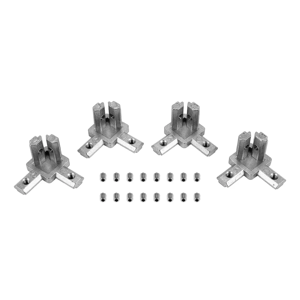 4pc 2020 séria 3 Way End Corner Držiak konektor pre európsky štandard 6 mm t slot 20 x 20 mm profil hliníka