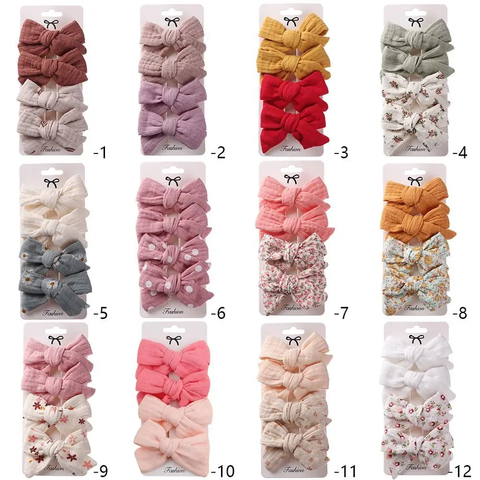 4PC/LOT detské vlasové svorky 3 Muslin bavlnené vlasy na vlasy KLIVELSKÉ VYVÁDANIE Kvetinové tlačové vlasy oholené barety propagy pokrývky pre deti