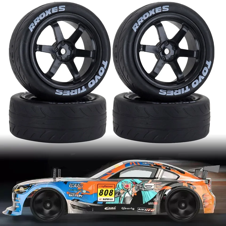 4pcs 1/10 RC Racing Car Pneumatiky na cestách Touring Drift Car Wheel Wheel pre HSP Tamiya TT01 TT02 TA06 XV-01 PTG-2 Príslušenstvo