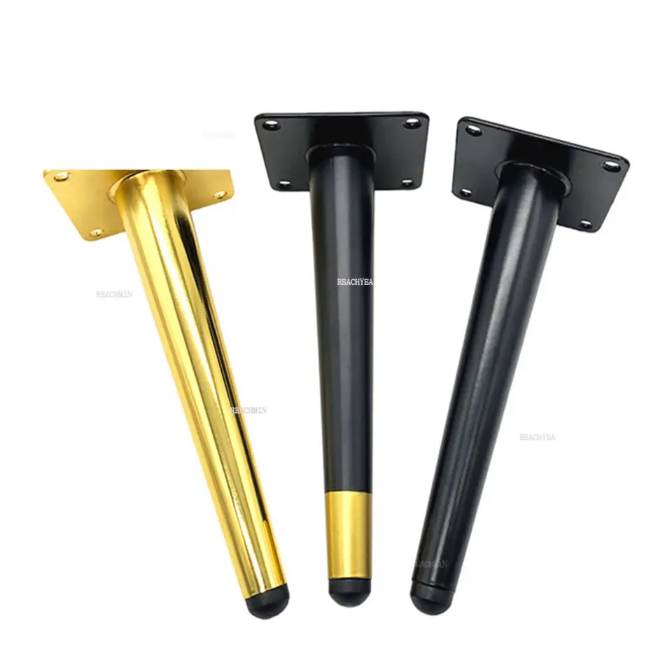 4pcs 10-55 cm Rovné nohy pre kovový nábytok Čierne zlato železná konferenčná stolík Pohovka posteľná posteľná komoda Križovatka Stolička Nahradby
