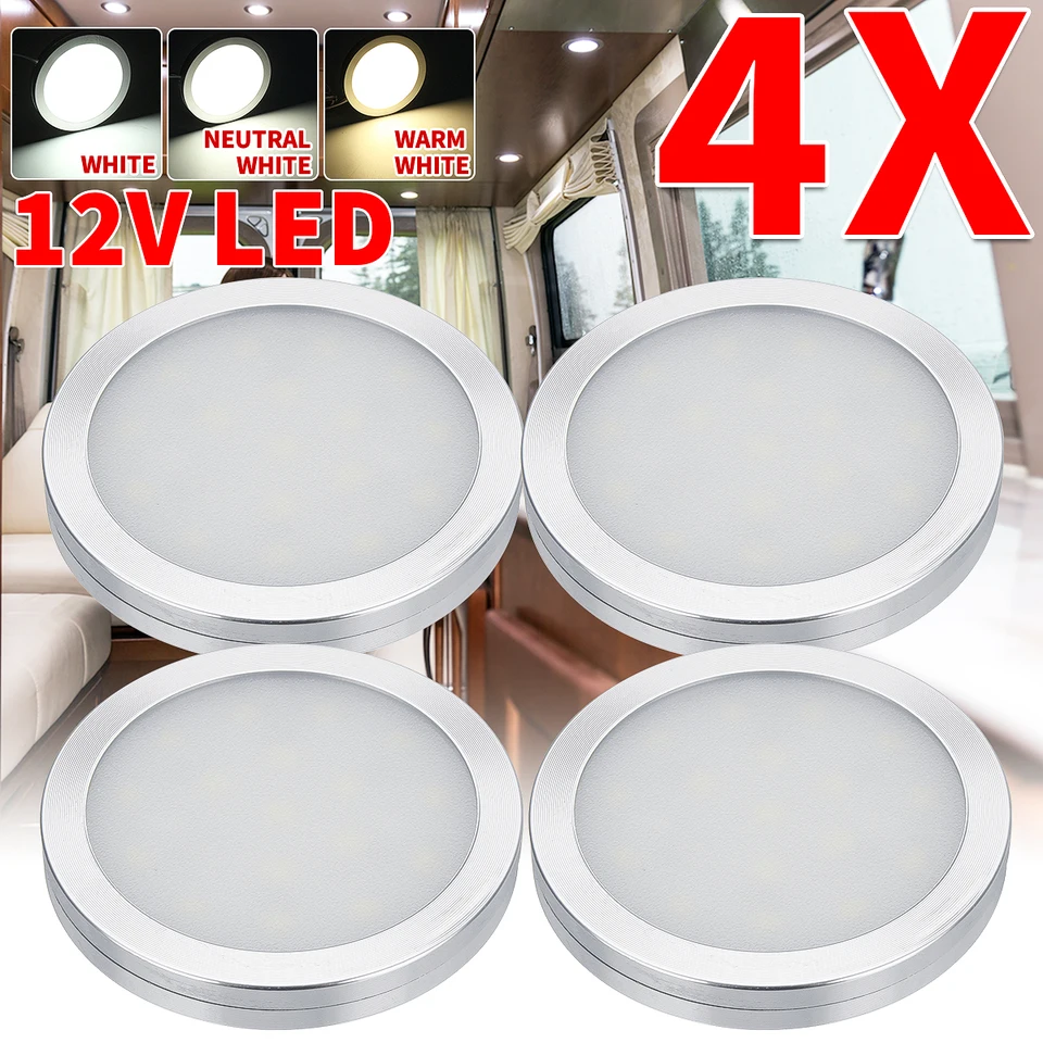 4pcs 12V LED kempingové kempingové stropné lampa RV Čítanie lampa LAMP Camper príves RV interiérová lampa Interiérové ​​svetlá 18led