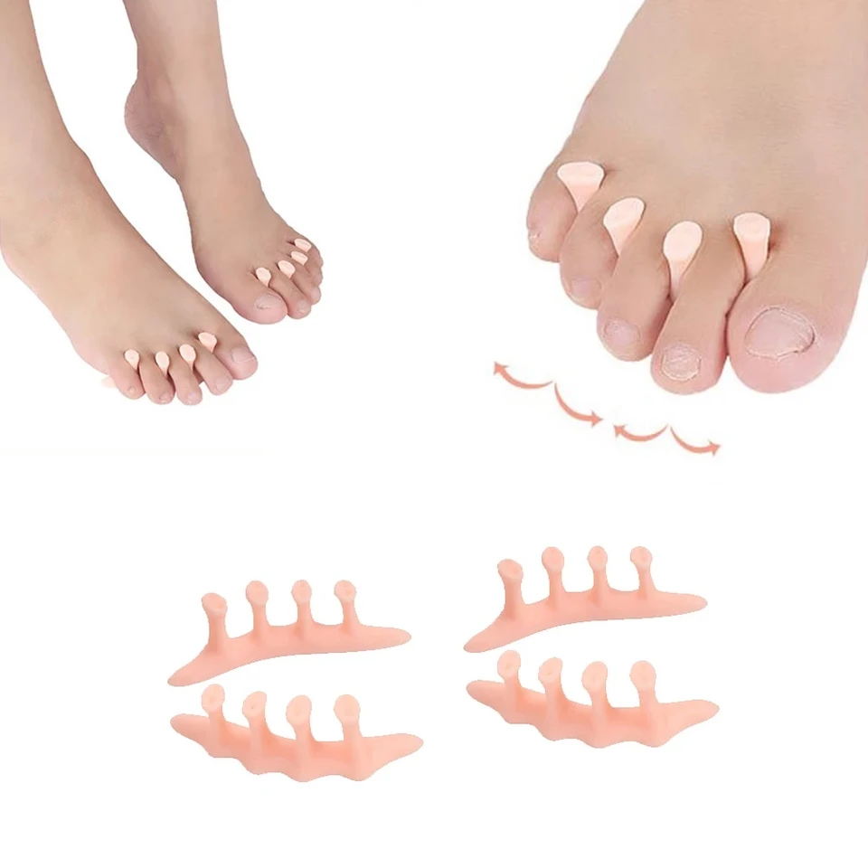 4pcs = 2Pairs Silikone Gel Hallux Valgus Hammer Corrector Corrector Toe Separator Poverník Zložka na nohy Fingers Protector Pedikúry Nástroje