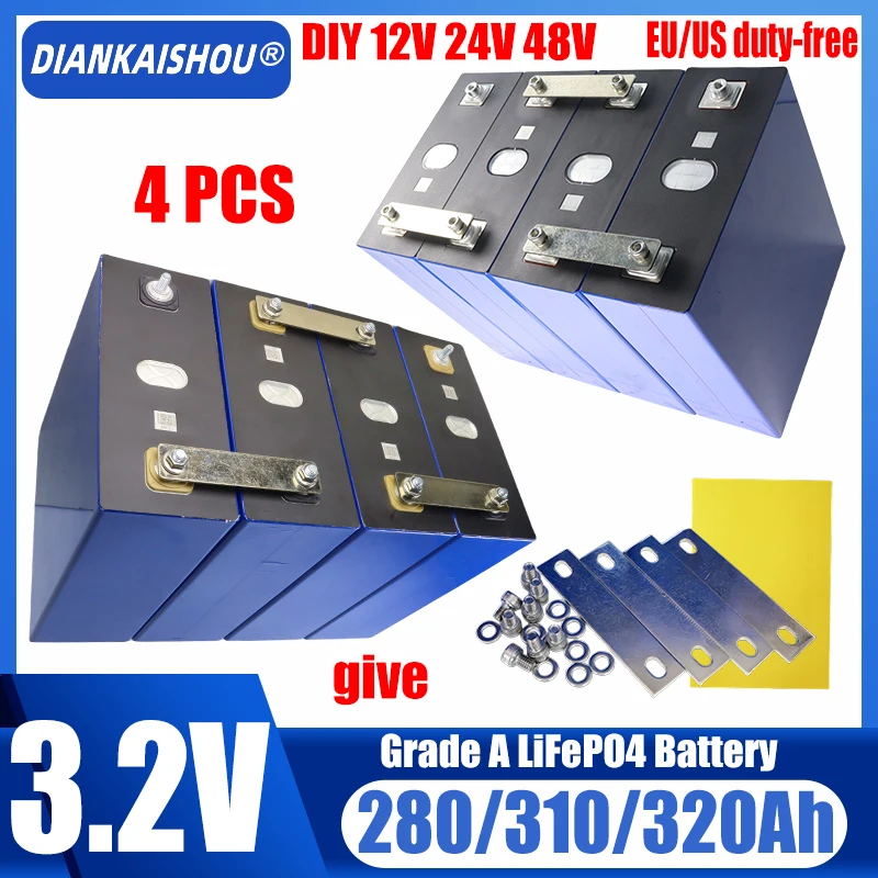 4pcs 3,2V 280AH 310AH 320AH NOVÉHO AGRAVE DIY 12V 24V 48V LIFEPO4 ELEKTRICKÝ SKÚSENIE RV LITHIUM FOSFOSFATOVÉHO SKLADU