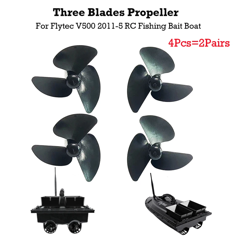 4PCS 3-Blade vrtuľa pre Flytec V500 Flytec 2011-5 Elektrická RC rybárska návnada RC Parts dopredu a spätná vrtuľa 2Pairs