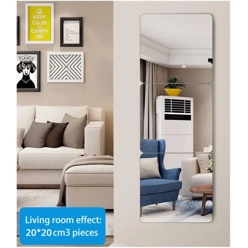 4pcs 3D self-pasívne zrkadlové nálepky Flexibilné zahusťované DIY Art zrkadlá akrylové dekorácie steny pre dvere v kúpeľni