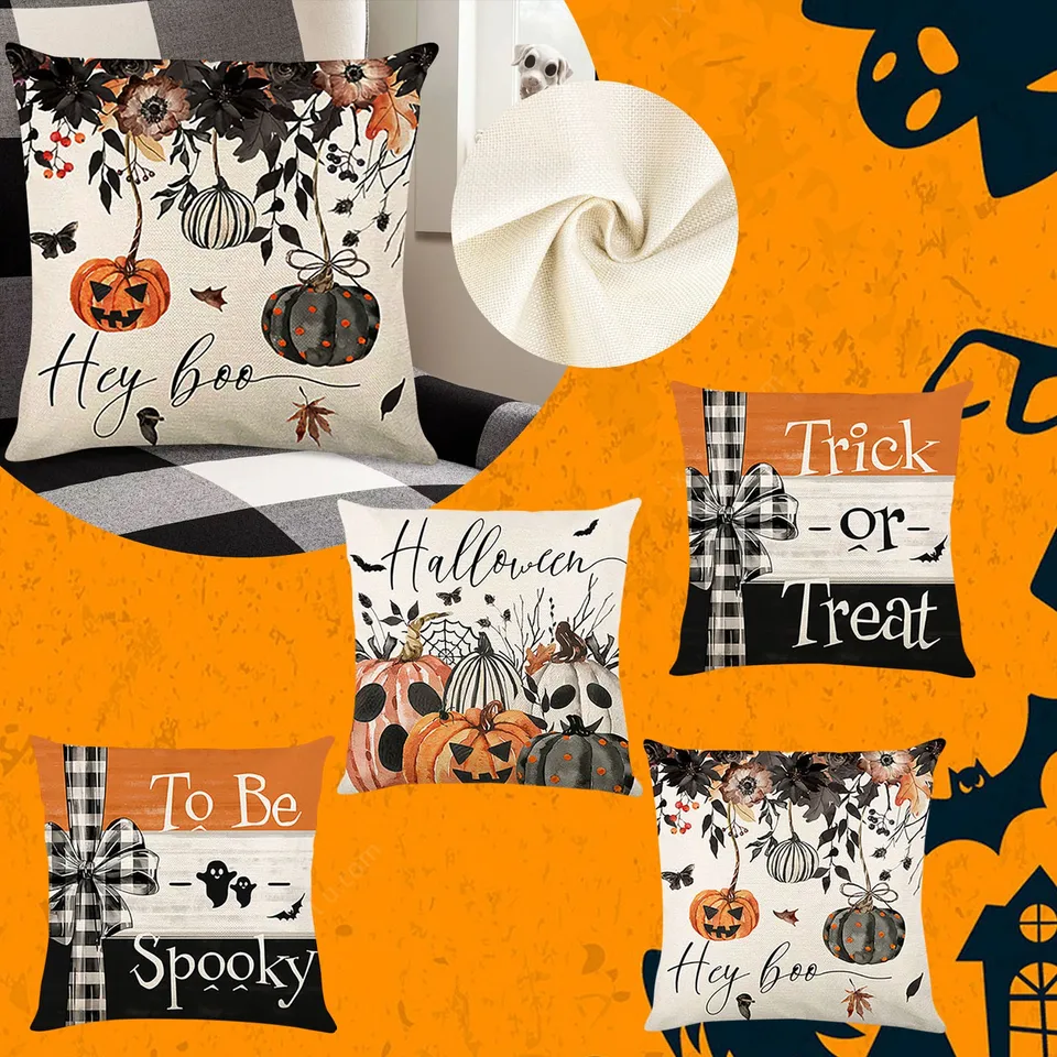 4pcs 45*45 cm vankúš Halloween dekorácie vankúš alebo občerstvenie pruhované vankúš Plaid paven pavúky kryt domáce dekorácie