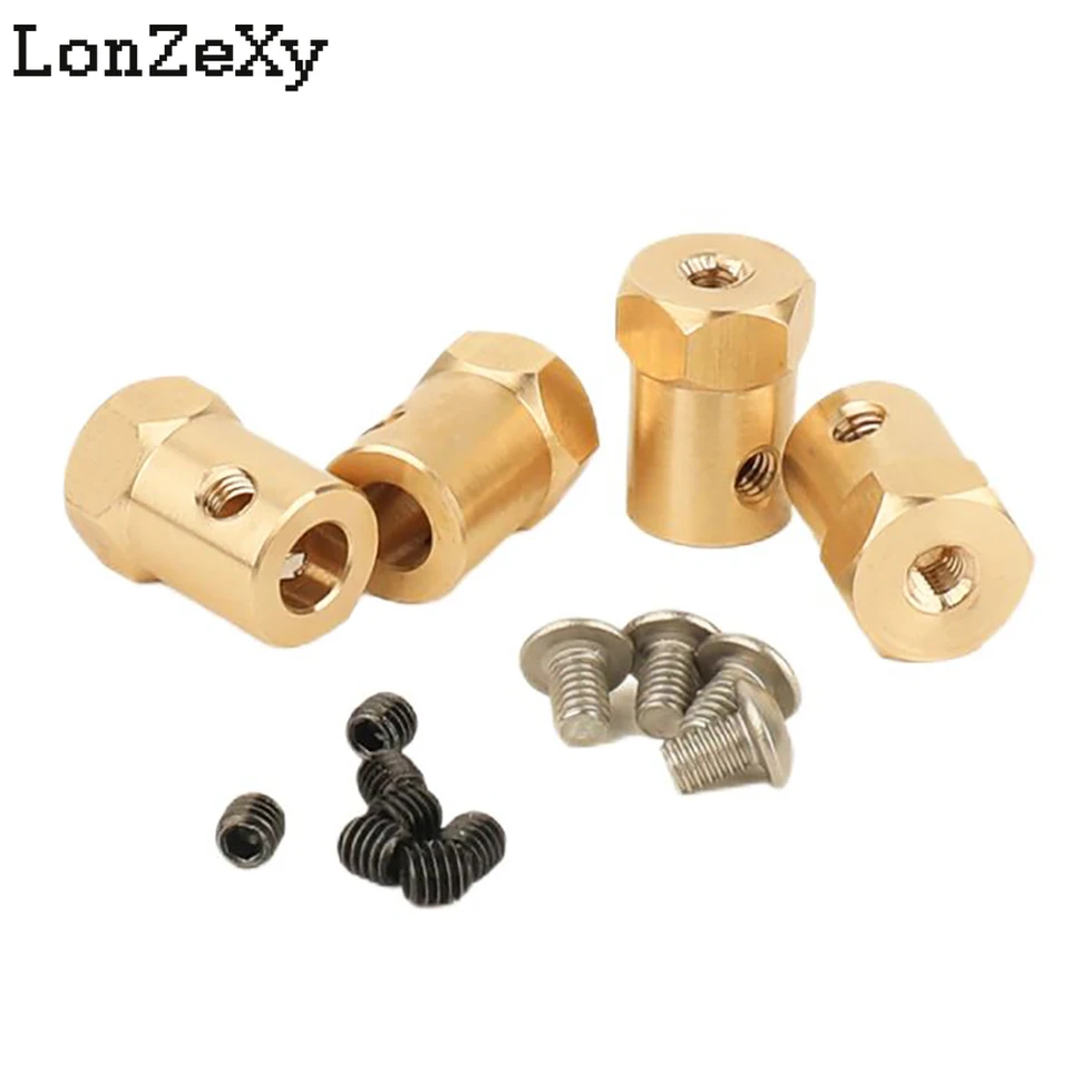 4pcs 5 mm-12mm mosadzný kombinovaný kolesový náboj Hex Hex Adapter Set pre 1/16 WPL D12 C14 C24 B14 B24 B16 B36 MN D90 MN99S RC CAR SEMS