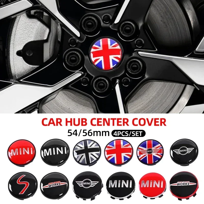 4pcs 54 mm 56 mm Styling Cool Center Cap Cap Covers Adicge Accessories for BMW Mini Cooper One S R50 R53 R56 F55 F56