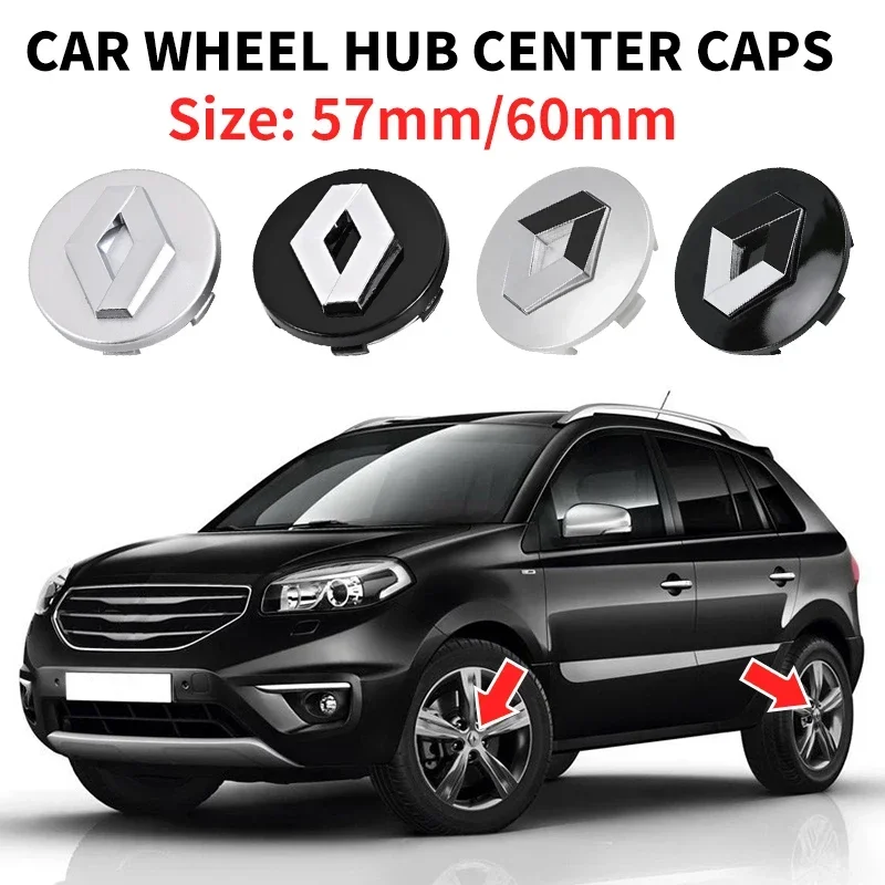 4pcs 57 mm 60 mm pneumatík s pneumatikami Centrum s logom s nálepkou na okrajový uzáver pre Renault Megane 2 3 Clio 4 Trafic Captur Embless Kangoo RS