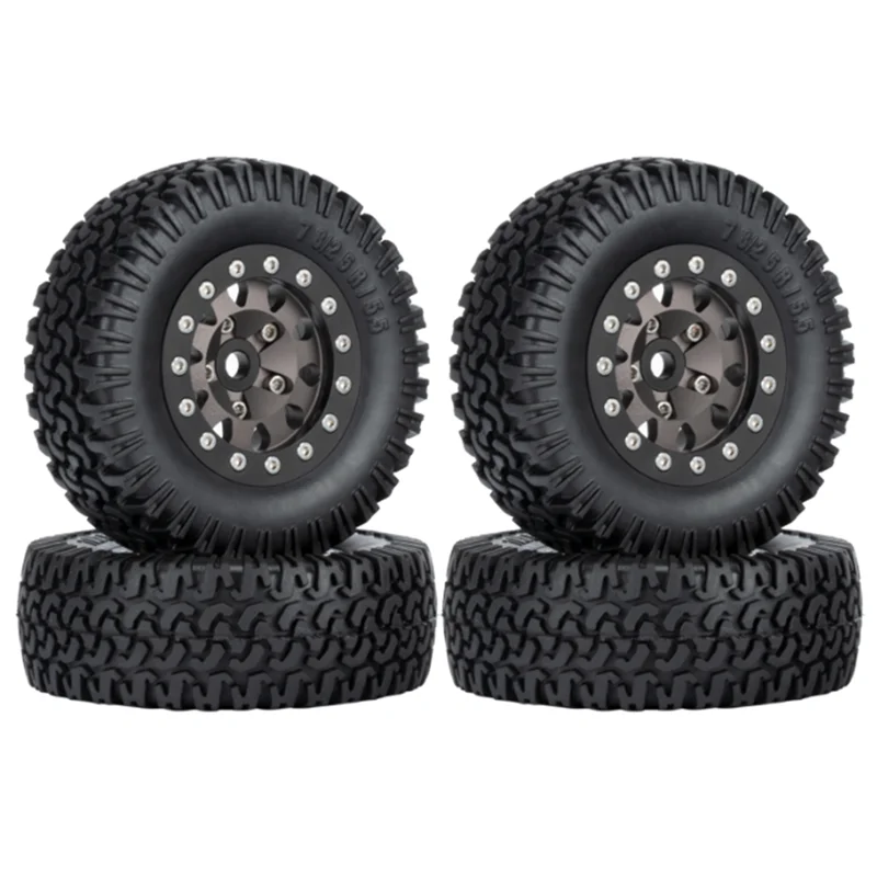 4pcs 76 mm 1,55 kovové koleso ráfiky s kolesami súpravy pre 1/10 RC Crawler Car Axial Yeti Jr RC4WD D90, Titanium Black Edge
