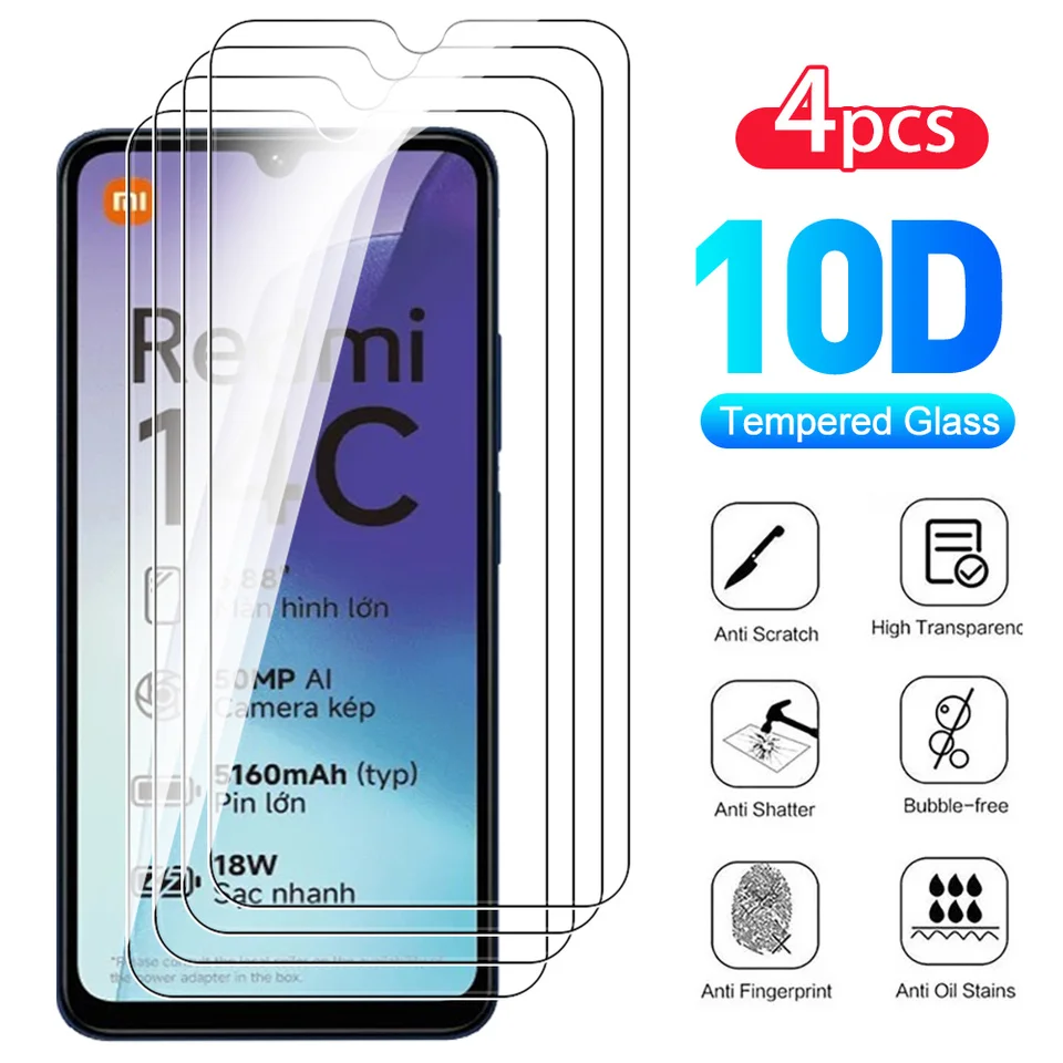 4pcs 9h Temperované sklo puzdro pre ochranné sklo Xiaomi Redmi 14C Ochranné sklo na readmi 14c 14c C14 Redmi14c 4G 2024 Filmy