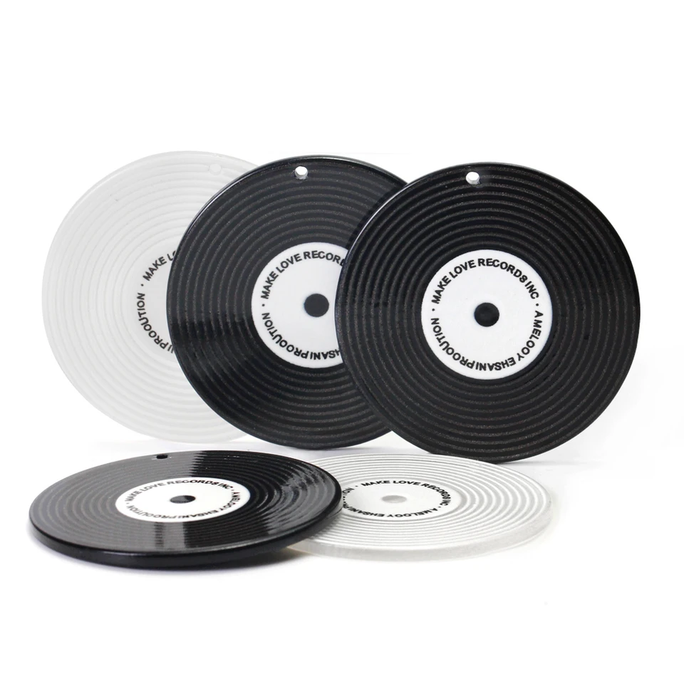4pcs akrylové čierne vinylové záznamy kúzla Vintage hudobný disk prívesok pre náušnice Náhrdelník Kľúčenky DIY šperky výroby doplnkov