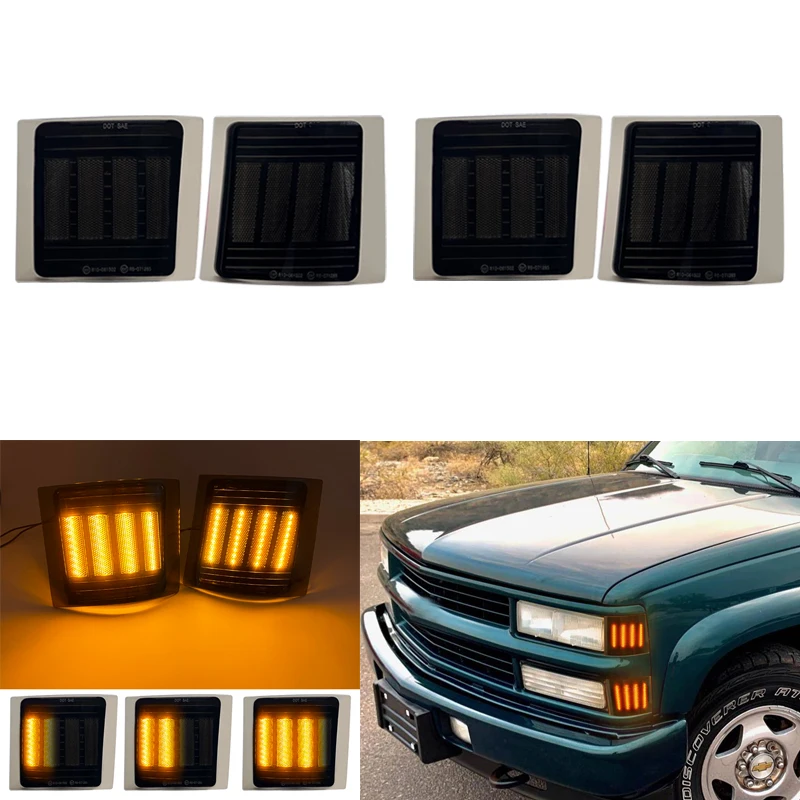 4PCS AMBER LED LED predné rohové bočné svetlá pre Chevy C/K Séria 1500 2500 3500/Tahoe/Suburban/Silverado/Pickup