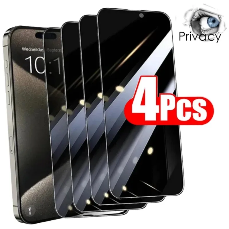 4pcs anti-peepmedmované temperované sklo pre iPhone 15 Pro Max 14Pro 13Plus 12 Protect SCREET o ochrane súkromia pre iPhone 15 14 13 12 16 Anti Spy