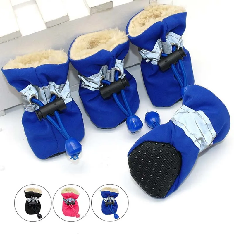 4pcs antiskid šteniatko obuv ochranu domácich miláčikov s mäkkým psom psie topánky zimné vodotesné prelety Soft