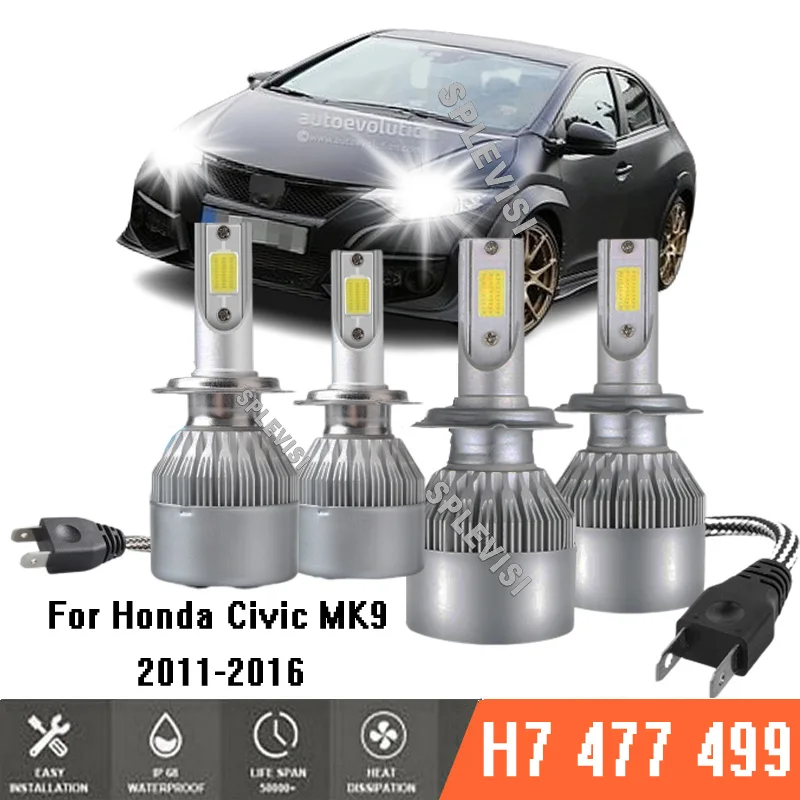 4PCS Auto LED žiarovky svetlometov Vysoké nízke žiarovky 6000k biely 12V pre model Honda Civic MK9 Model 2011-2016 2012 2012 2013 2014 2015 2015 2016